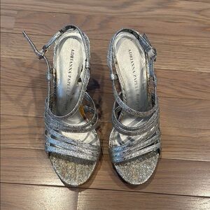 Adrianna Papell Women's Silver Strappy Heels